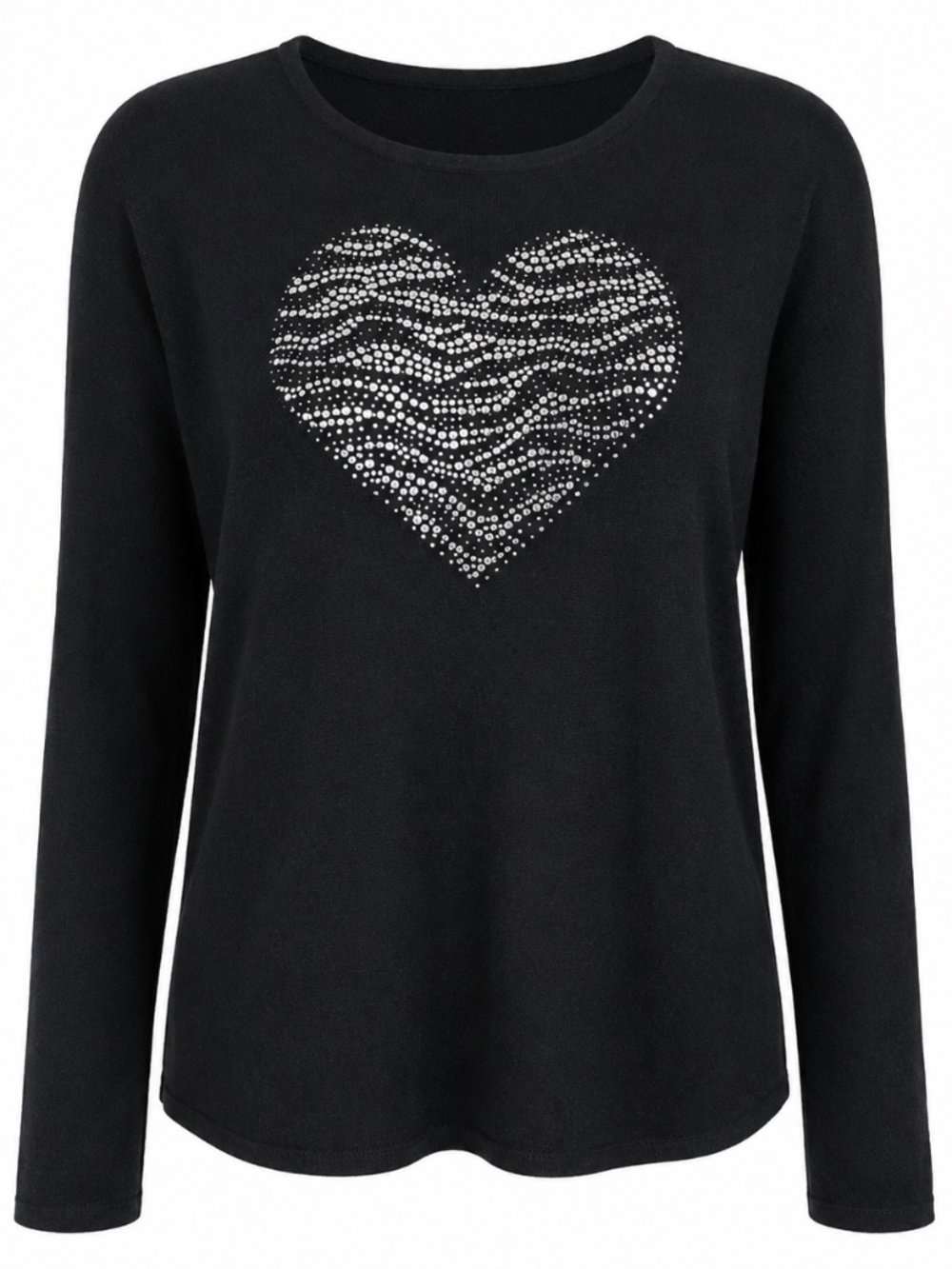AQUA Black Cashmere Sweater with Jeweled/Studded Heart